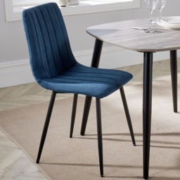 Core Products Aspen Set of 2 Blue and Black Straight Stitch Cord Dining Chair