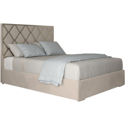 Tammy Small Double Silver Soft Velvet Upholstered Metal Bed Frame with Panelled Headboard - thumbnail 2