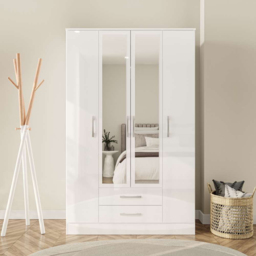 Lynx 4 Door 2 Drawer White Mirror Wardrobe - thumbnail 3