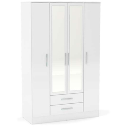 Lynx 4 Door 2 Drawer White Mirror Wardrobe - thumbnail 2