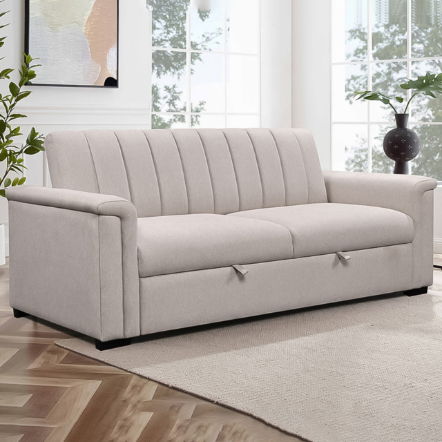 Loft24 Charlotte 3 Seater Natural Sofa Bed - image 1