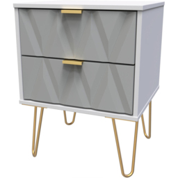 Crowndale Diamond 2 Drawer Matt Grey Bedside Table - thumbnail 2