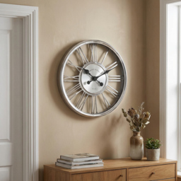 Silver Round 3D Wall Clock 45cm - thumbnail 3