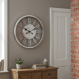 Silver Round 3D Wall Clock 45cm - thumbnail 2