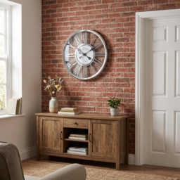 Silver Round 3D Wall Clock 45cm - thumbnail 4