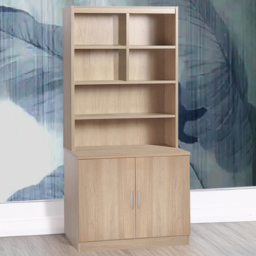 R White Cabinets 2 Door Oak Desk Height Cupboard with Hutch