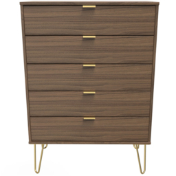 Crowndale Hong Kong 5 Drawer Carini Walnut Chest of Drawers Ready Assembled - thumbnail 3