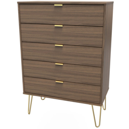 Crowndale Hong Kong 5 Drawer Carini Walnut Chest of Drawers Ready Assembled - thumbnail 2