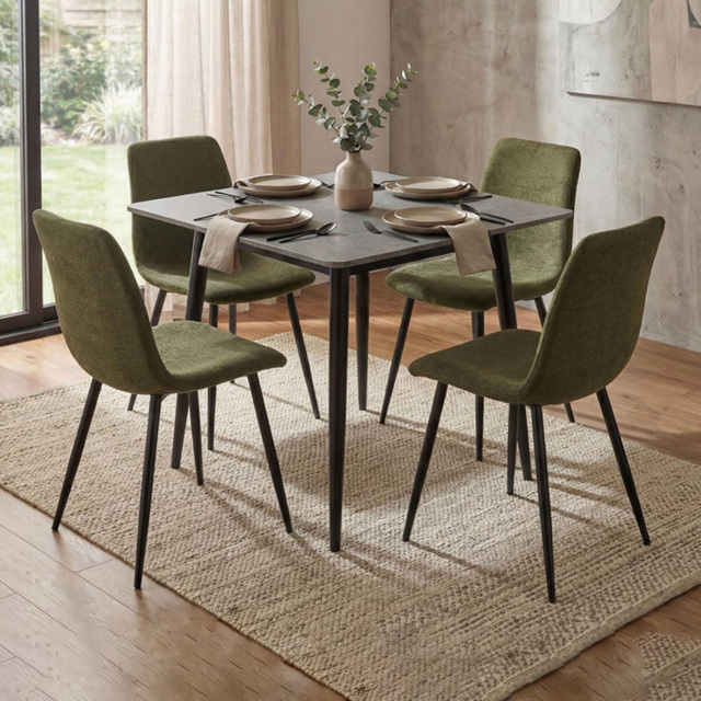 FWStyle Nova Evie 4 Seater Sintered Stone Square Dining Set Grey and Green - image 1