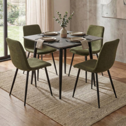 FWStyle Nova Evie 4 Seater Sintered Stone Square Dining Set Grey and Green