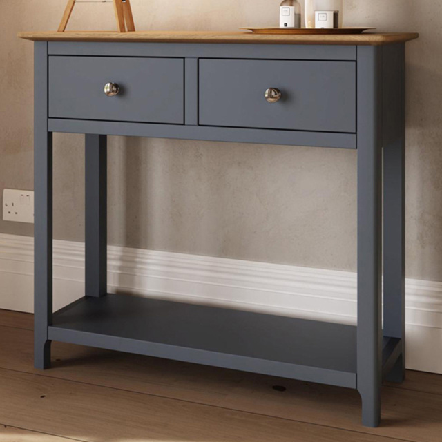 FWStyle Taberno Graphite Blue 2 Drawer Hallway Console Table - image 1