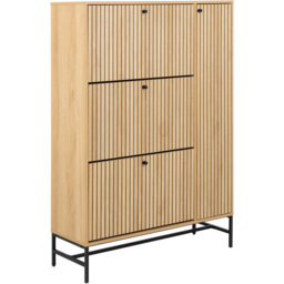 Florence Albany 4 Door Oak Shoe Cabinet with Black Legs - thumbnail 2