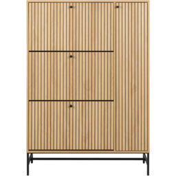 Florence Albany 4 Door Oak Shoe Cabinet with Black Legs - thumbnail 4