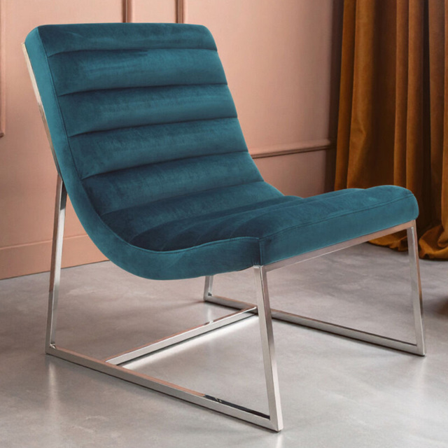 Premier Housewares Vogue Teal Velvet Curving Profile Lounge Chair - image 1