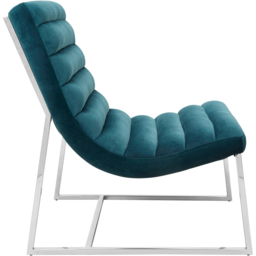 Premier Housewares Vogue Teal Velvet Curving Profile Lounge Chair - thumbnail 3