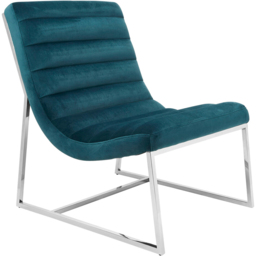 Premier Housewares Vogue Teal Velvet Curving Profile Lounge Chair - thumbnail 2