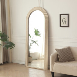 Evie Ridged Arch Lean To Mirror   Washed Wood - thumbnail 2