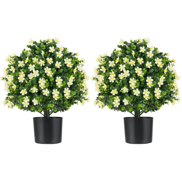 Costway White Artificial Boxwood Topiary Ball Tree 2 Pack - image 1