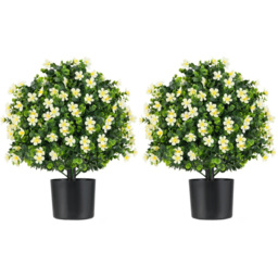 Costway White Artificial Boxwood Topiary Ball Tree 2 Pack - thumbnail 1