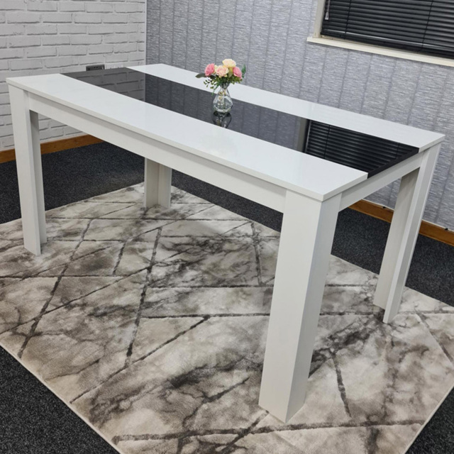 Portland 6 Seater Square Dining Table White and Black - image 1