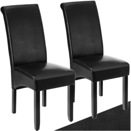 tectake Black Faux Leather High Backrest Dining Chair Set of 2 - thumbnail 2