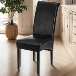 tectake Black Faux Leather High Backrest Dining Chair Set of 2