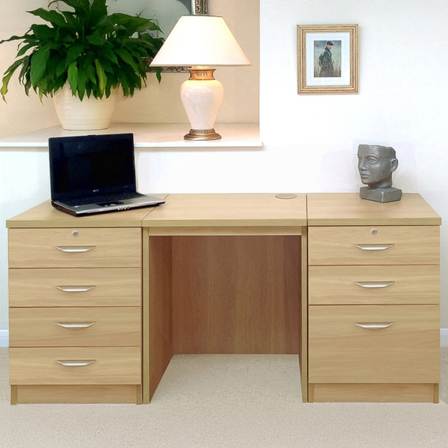 R White Cabinets SET-09-IN-CO Single Door 6 Drawer Filing Desk Brown - image 1