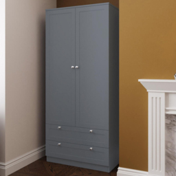 FWStyle Artus Dark Grey 2 Door 2 Drawer Panelled Wardrobe - thumbnail 1