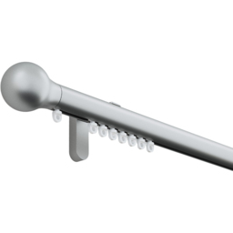 New Edge Blinds 410cm Silver Styleline Gliding Curtain Pole Set with Ball End - thumbnail 1