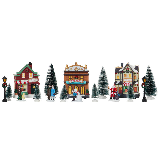 Multicolour 17 Piece LED Mini Village Scene Christmas Decoration - image 1