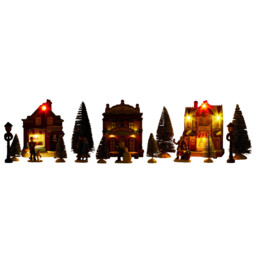 Multicolour 17 Piece LED Mini Village Scene Christmas Decoration - thumbnail 3