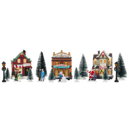 Multicolour 17 Piece LED Mini Village Scene Christmas Decoration - thumbnail 2