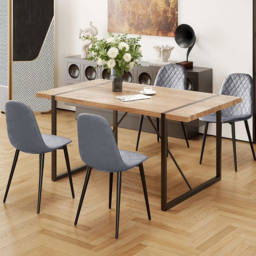 Alivio Set of 4 Grey Velvet Dining Chairs - thumbnail 1