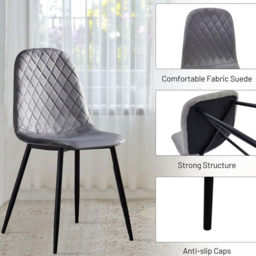 Alivio Set of 4 Grey Velvet Dining Chairs - thumbnail 3