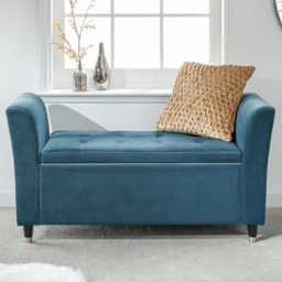 GFW Genoa Teal Blue Window Seat with Storage
