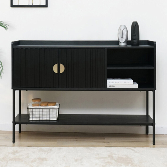 Huxley 2 Door 3 Shelf Black Metal Sideboard