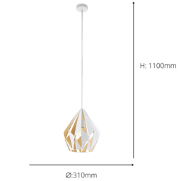 EGLO Carlton 1 Steel White and Gold Geometric Modern Pendant - thumbnail 4