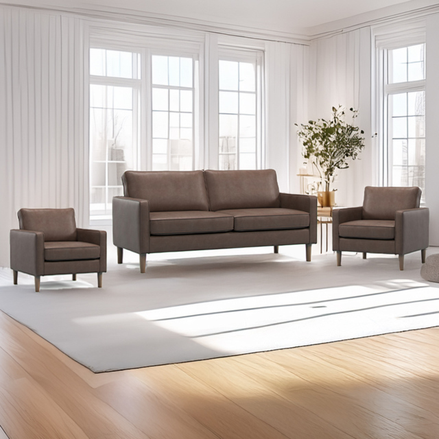 Bexhill Brown Faux Leather 5 Seater Sofa Suite - image 1