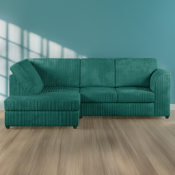 Luxor Teal 4 Seater Jumbo Cord L Shaped Left Hand Corner Sofa