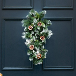 Marco Paul Green Frosted Glacier with Pinecones Christmas Garland 90cm - thumbnail 3
