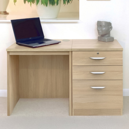 R White Cabinets SET-02-IN-ST Single Door 2 Drawer Filing Desk Brown