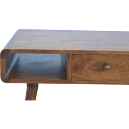 Artisan Furniture Chestnut 2 Drawer 2 Shelf Mango Wood Curved Coffee Table - thumbnail 4