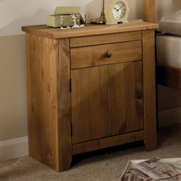 Havana Single Door and Single Drawer Solid Pine Bedside Table - thumbnail 1
