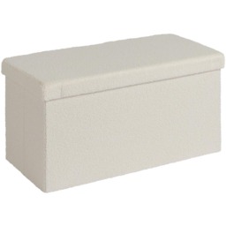 Home Source Cream Teddy Fur Foldable Storage Ottoman - thumbnail 2