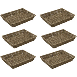 JVL Seagrass Rectangular Storage Tray 6 Pack - thumbnail 1