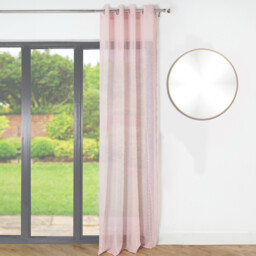 Isobel Blush Tufted Stripe Voile Eyelet Curtain 140 x 240cm