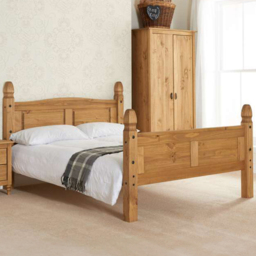 Corona Natural Wax Double Wooden High End Bed Frame