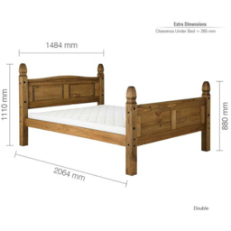 Corona Natural Wax Double Wooden High End Bed Frame - thumbnail 4