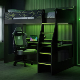 Recoil Ultimate Vivid Charcoal and Green Small Double High Sleeper with Desk