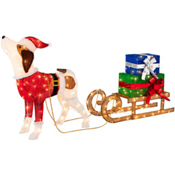StarBright Pre-Lit Lighted Dog Sleigh Gift Boxes Combo Christmas Decoration - thumbnail 2